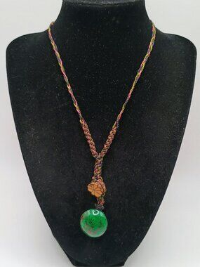 Shamanic Jungle Spirit Macrame Jade Flower Ayahuasca Necklace